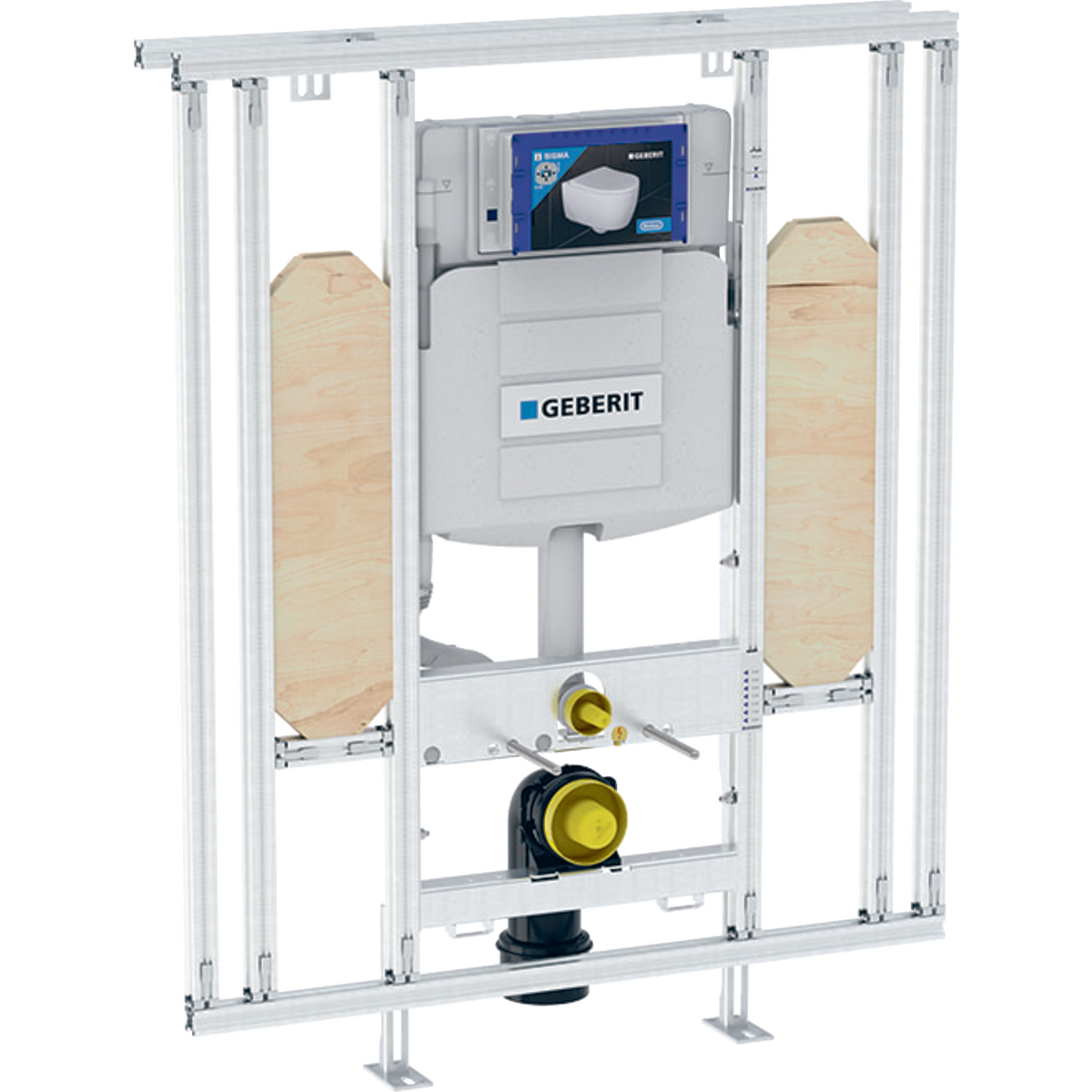 Geberit GISeasy WC-element m. Sigma reservoir UP320 voorbereid op armsteunen H120cm en breed 85cm m. frontbediening