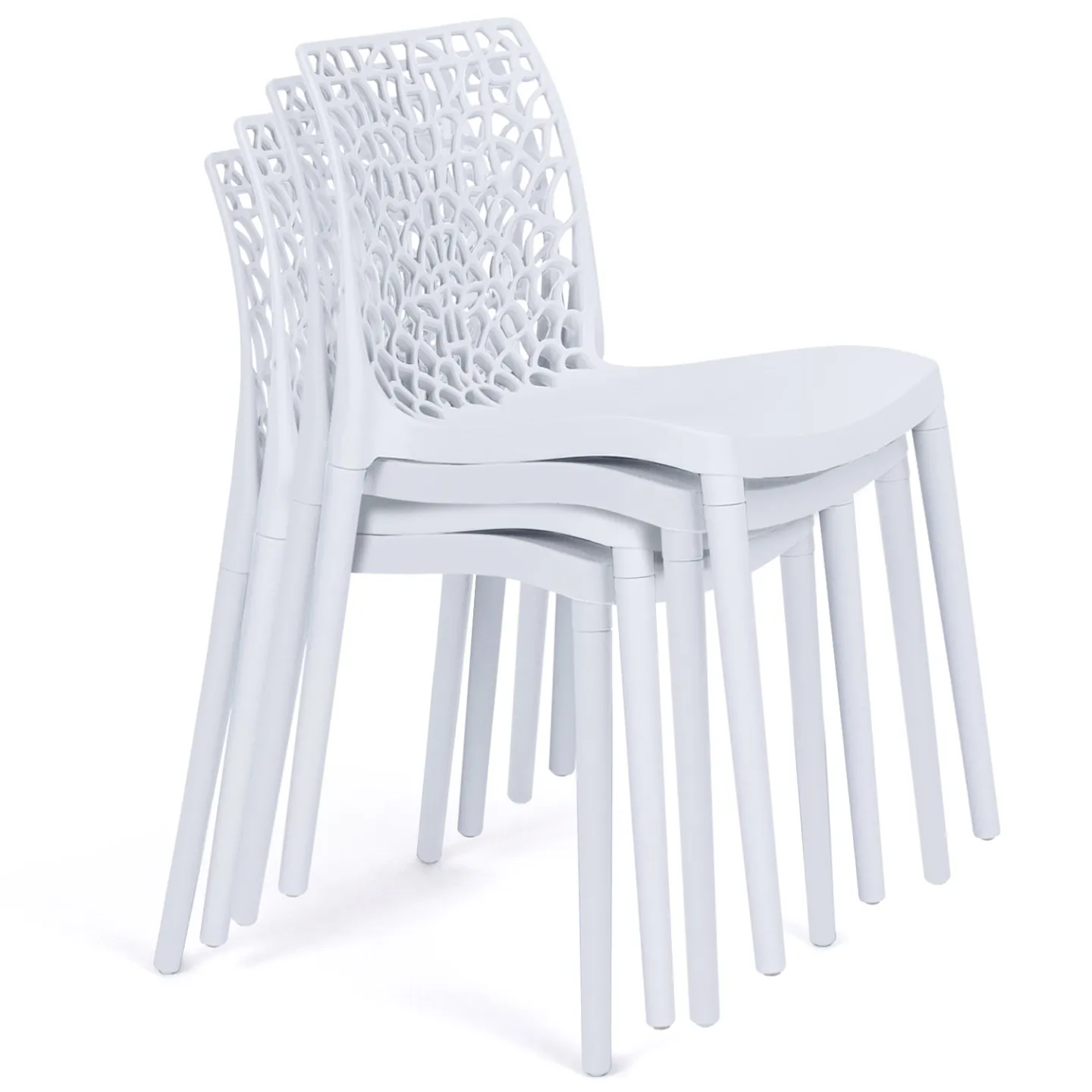 Lot de 6 chaises de jardin  ALYSSA en polypropylène nid d'abeille blanc