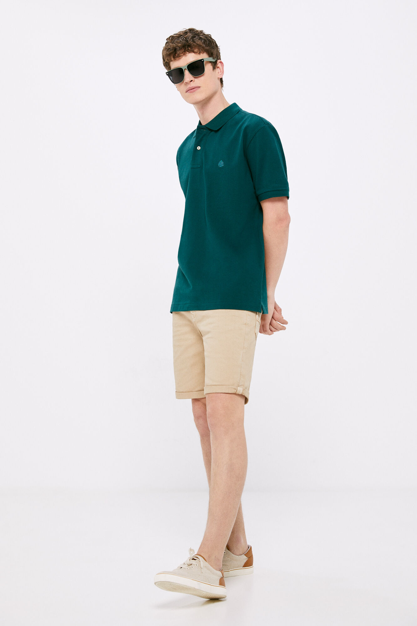 Camisa polo básica em piqué - azul