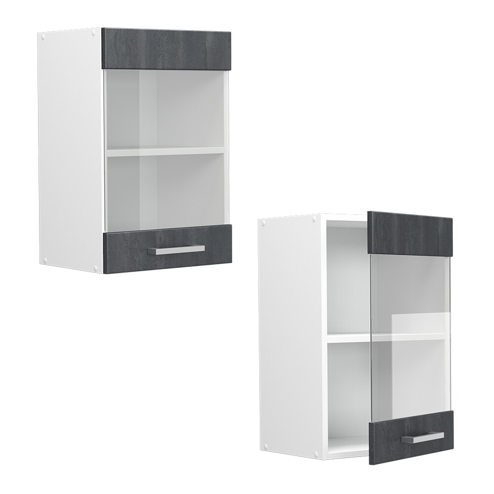 Vicco Hängeglasschrank R-Line Schwarz Beton Weiß 40 cm