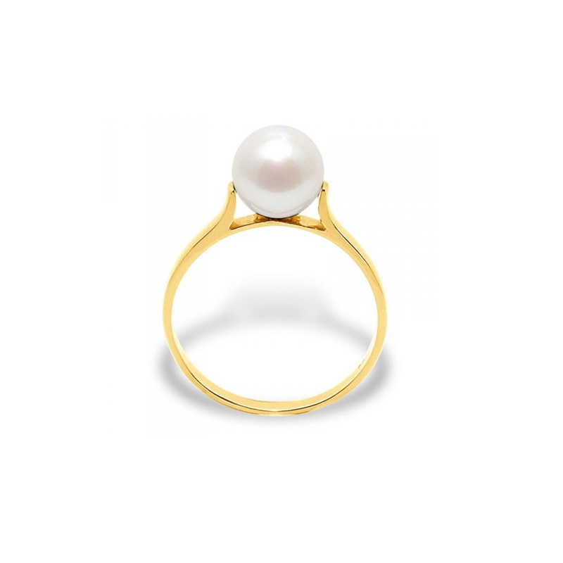 Bague Perle de Culture Blanche et Or jaune 375/1000