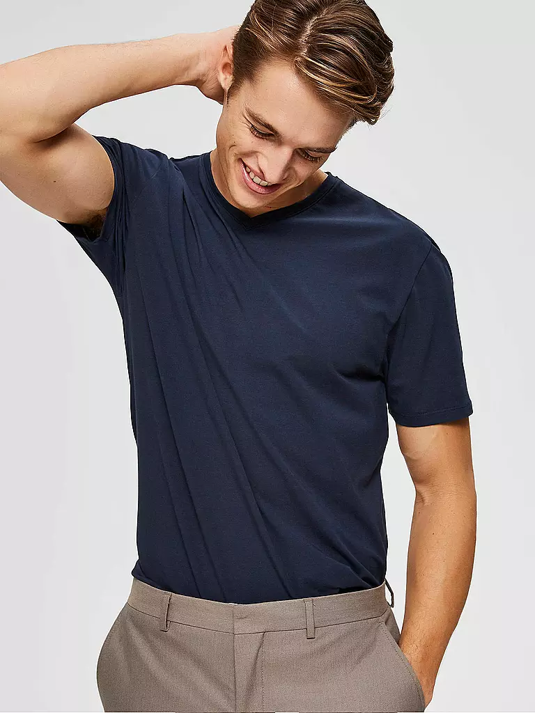SELECTED T-Shirt SLHNEWPIMA blau