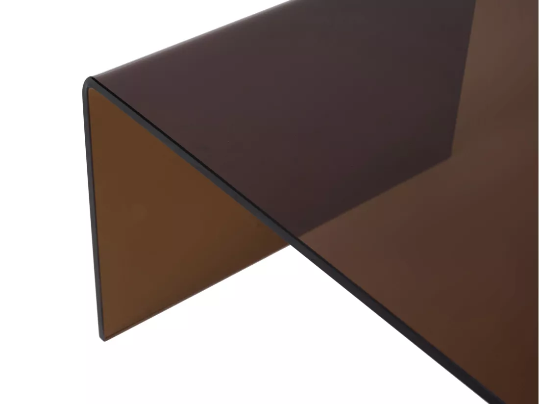 Table basse en verre trempé courbé - Brun - ALONZO