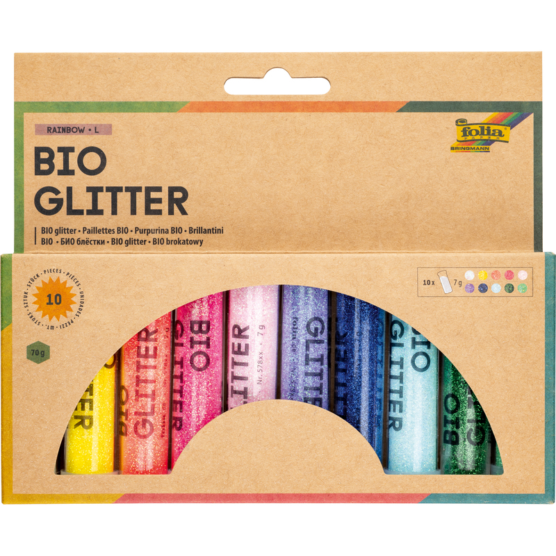 Folia BIO Glitter Set, Rainbow L, assortiert