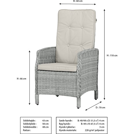 Vila Vinga havestol 60x70x110 cm - sand