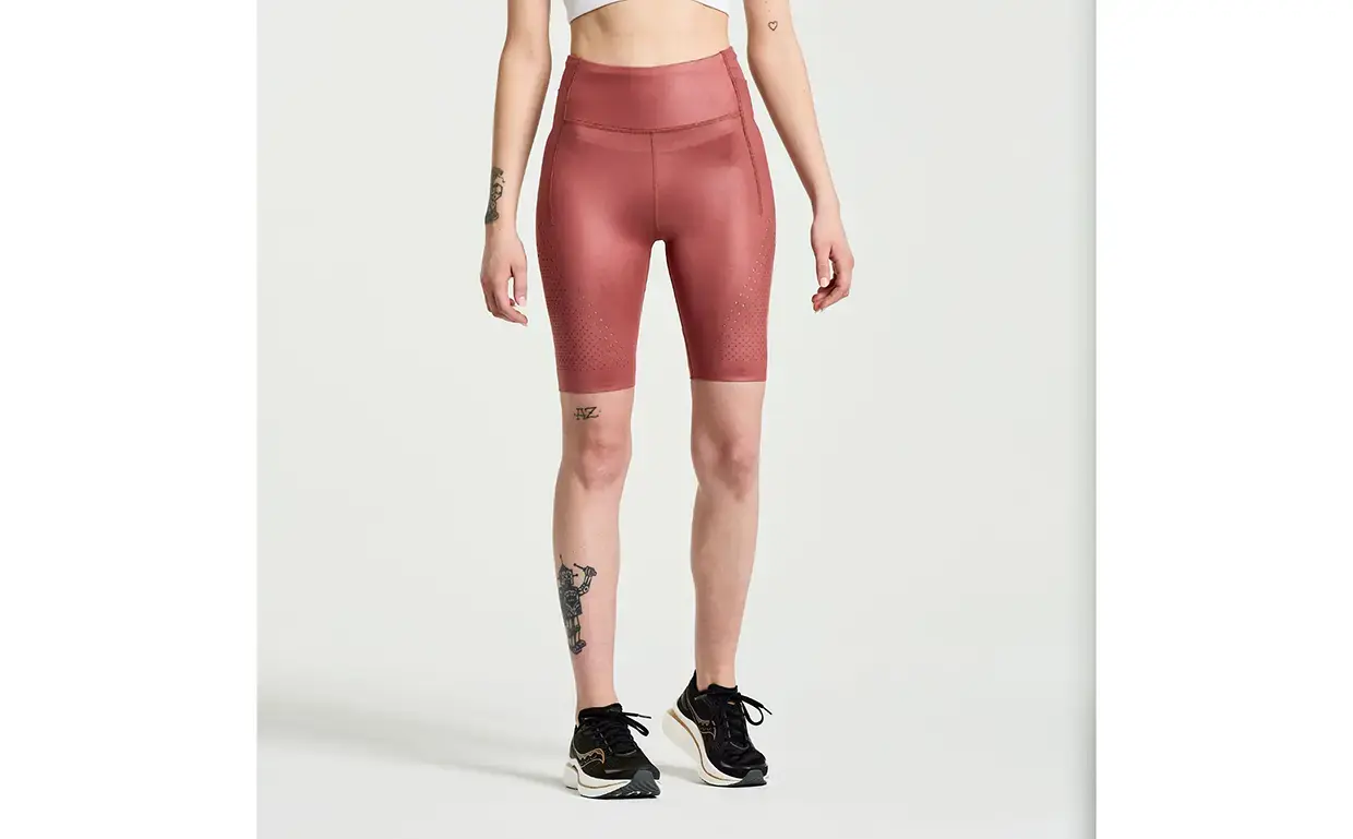Saucony Pinnacle 8 Inch Hardloopbroek Kort Donkerrood Dames