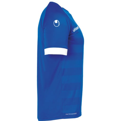 Camisa de manga curta da Divisão II, azul/branca, Uhlsport