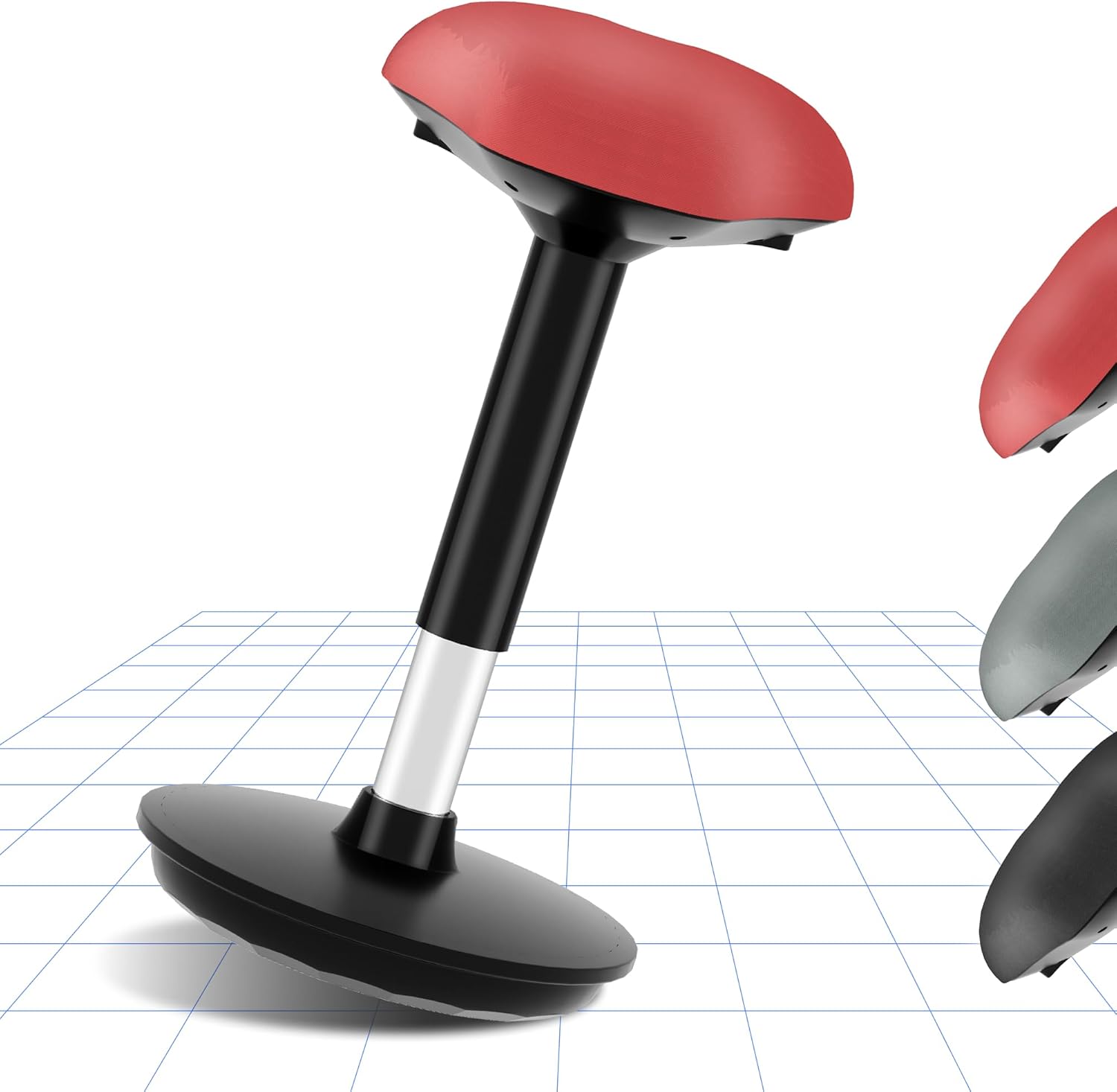 FLEXISPOT Wobble Hocker Stay Active Exercise Office Chair Encourage Movement Height Adjustable Seat for Comfortable Working/Standing Desk Perching Stool RED