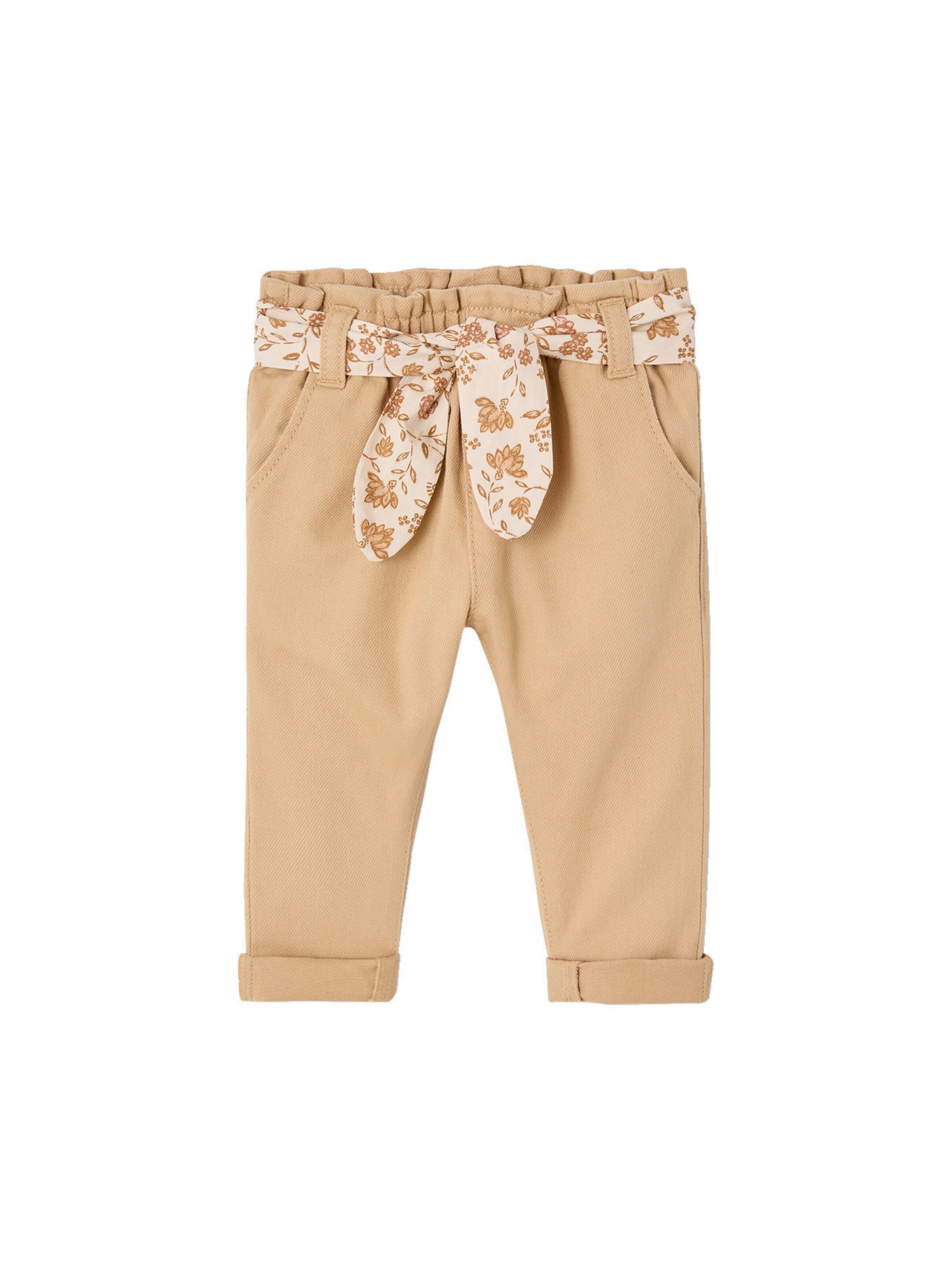 Vertbaudet Baby Paperbag-Hose mit Gürtel cappuccino