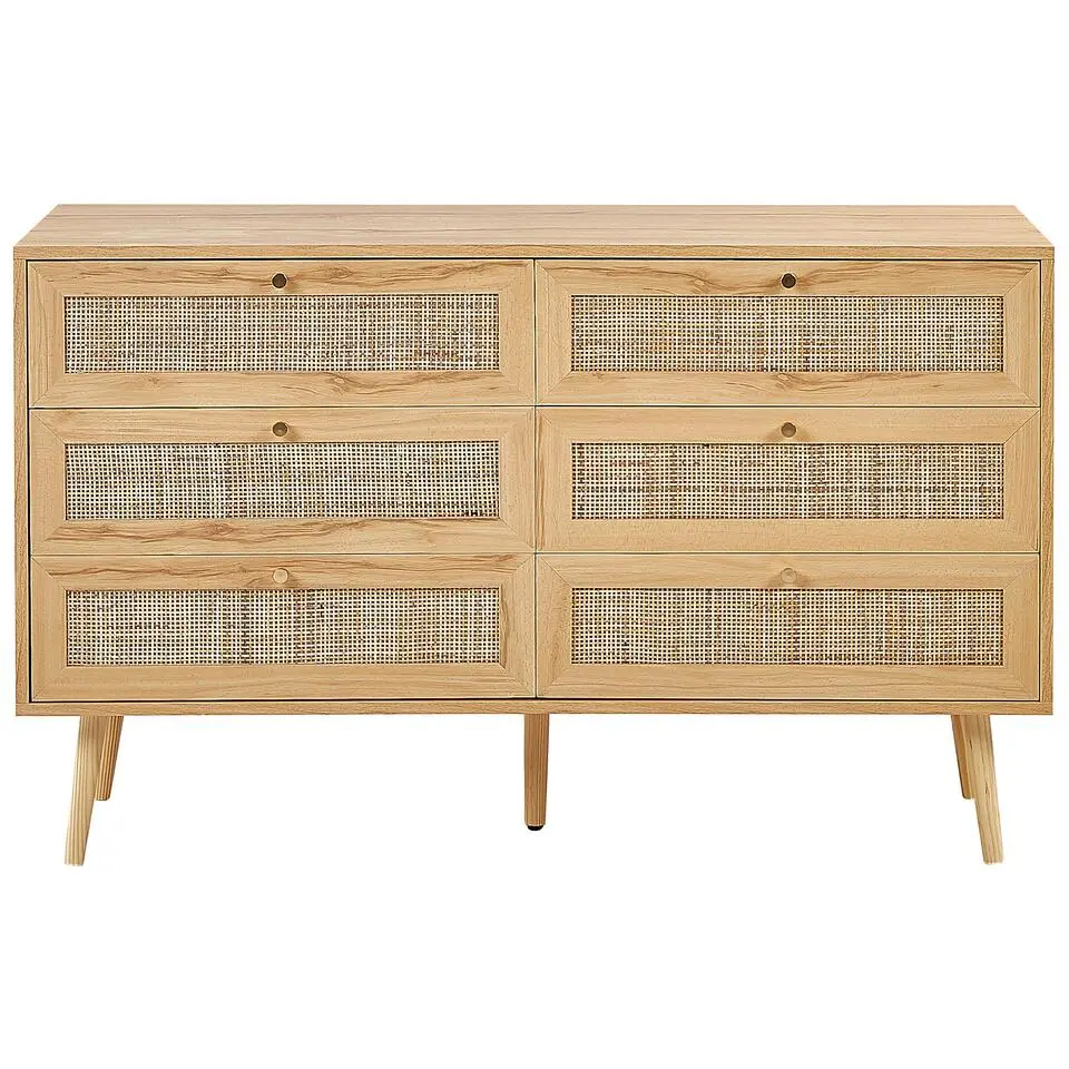 PEROTE - Commode - 6 Lades - Lichte houtkleur - Rotan