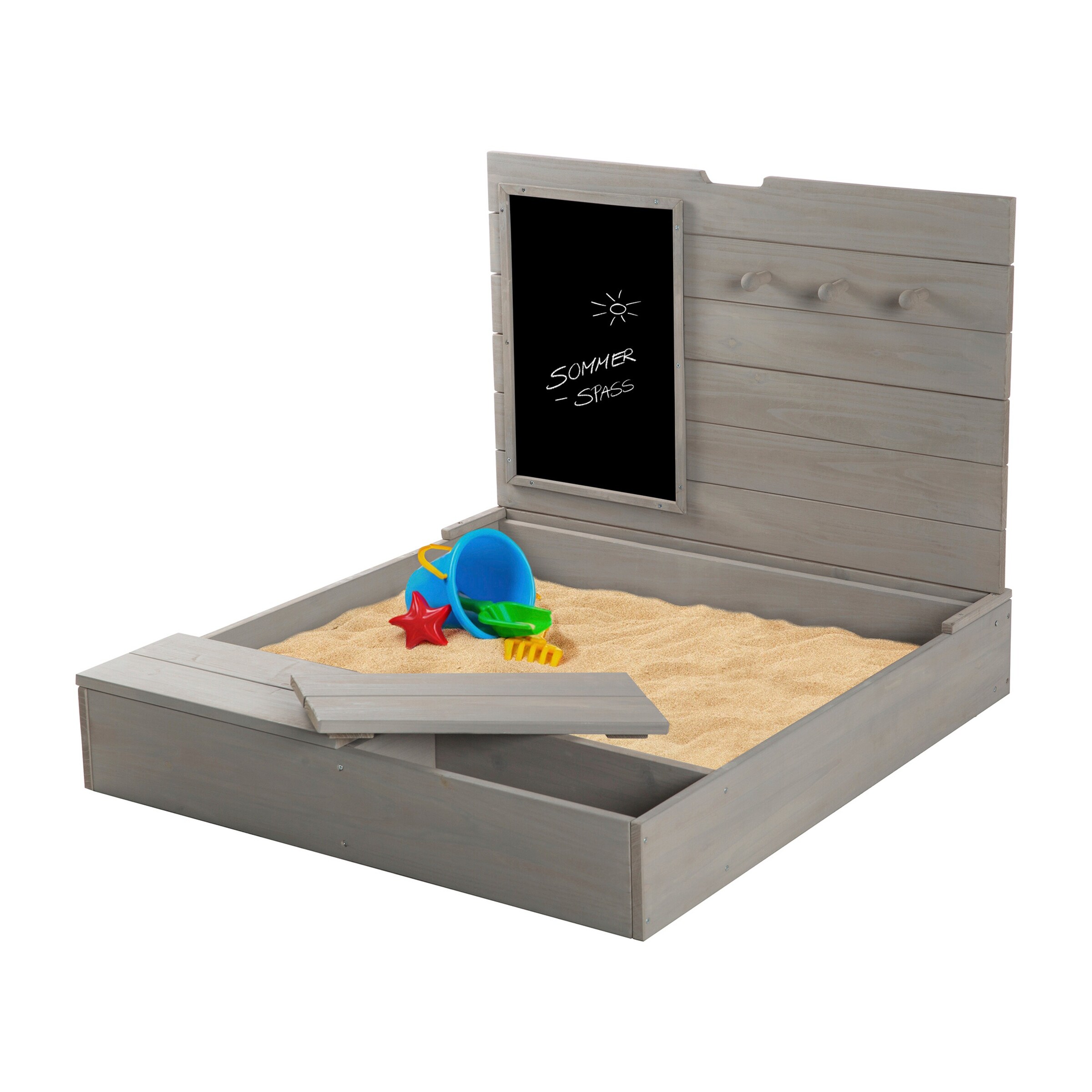 roba Sandkasten mit Deckel, Tafel und Haken Outdoor +