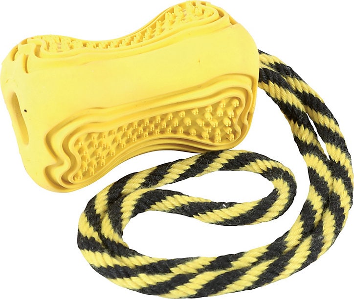 Jouet pour chien caoutchouc avec corde Titan S jaune