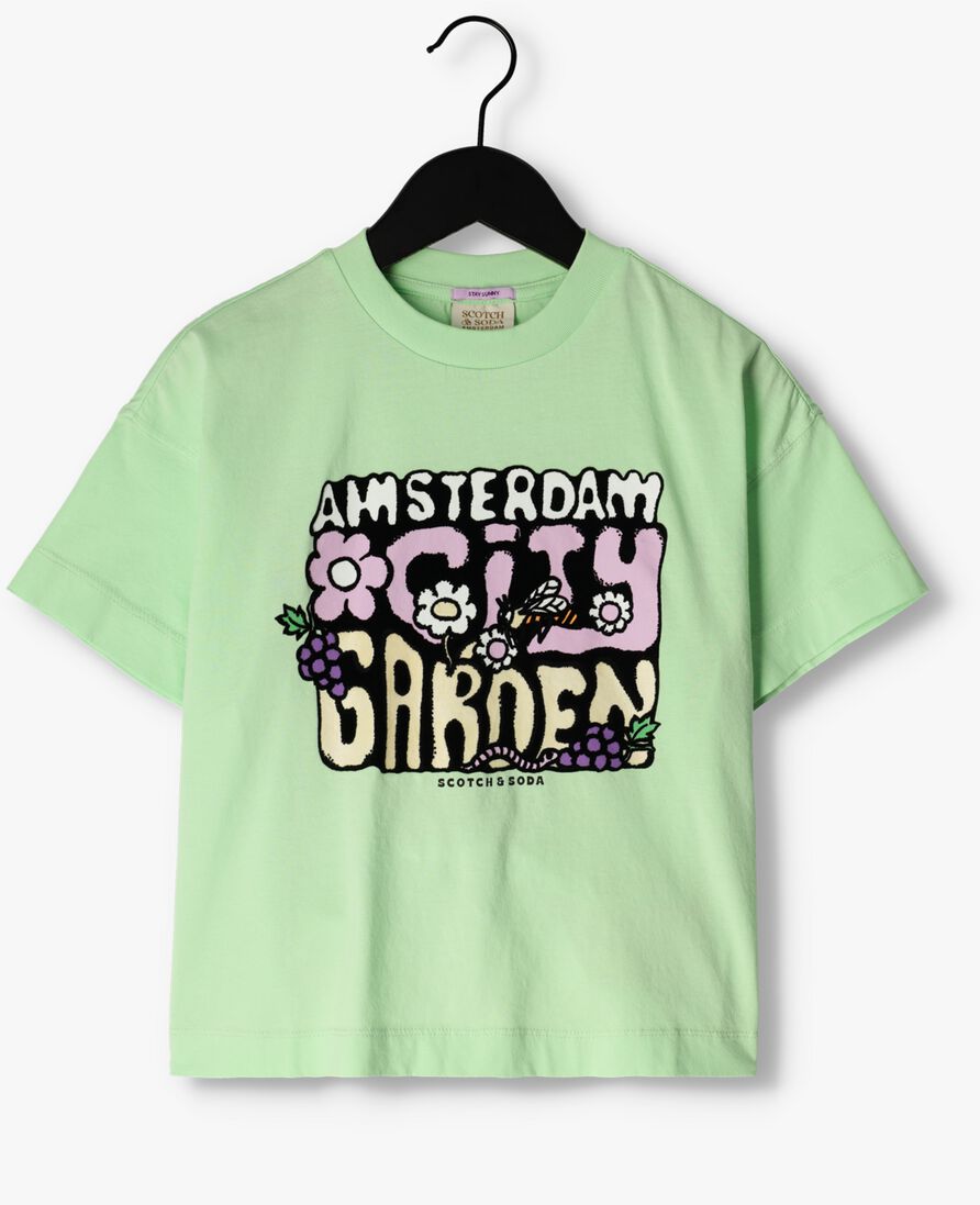 SCOTCH & SODA groene scotch & soda t-shirt oversized artwork t-shirt
