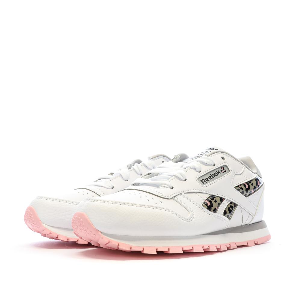 Reebok Baskets Blanc/Rose Fille Reebok Classic Leather