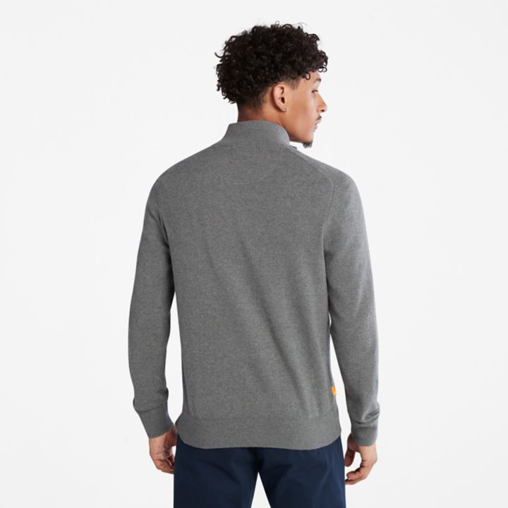Suéter masculino Williams River com zíper frontal completo na cor cinza.