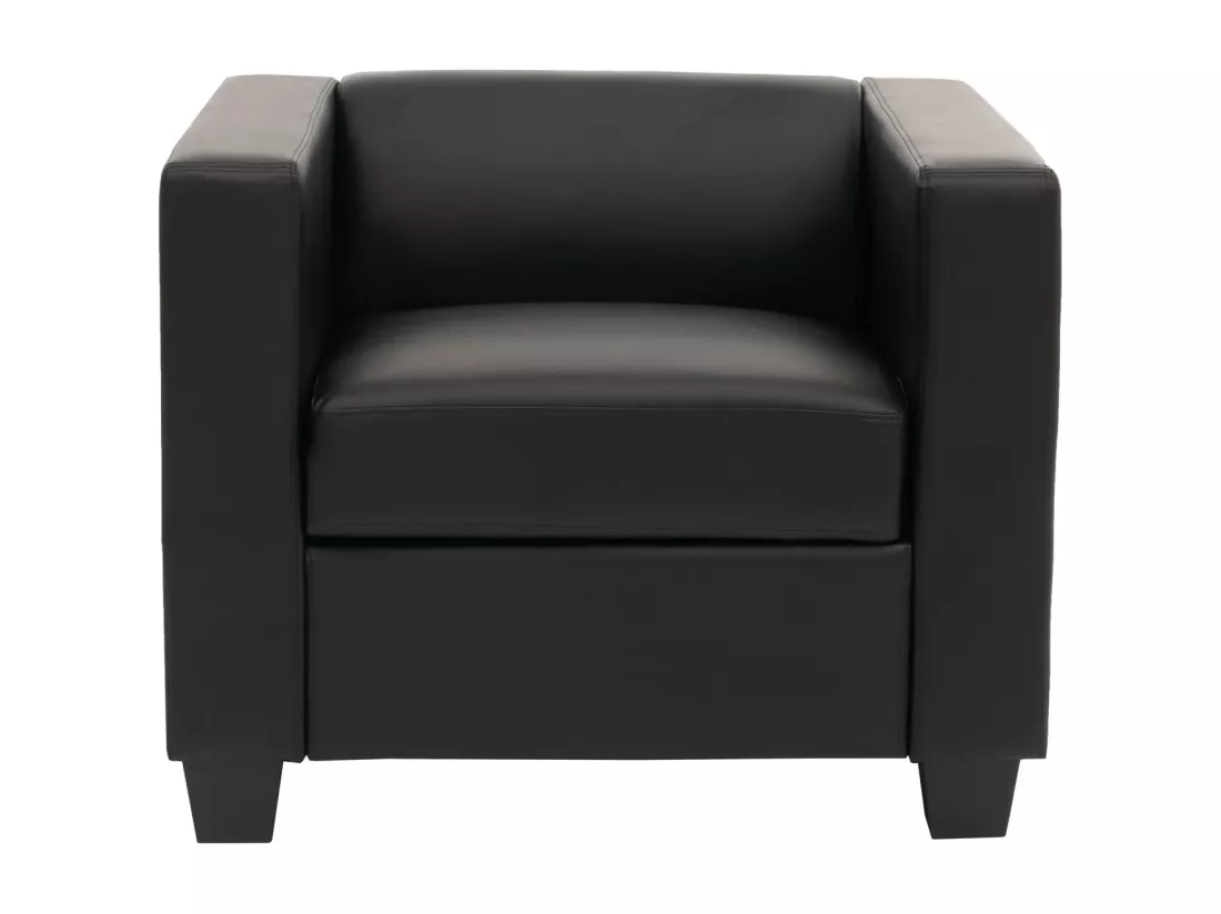 Fauteuil lounge Lille, cuir reconstitué, noir