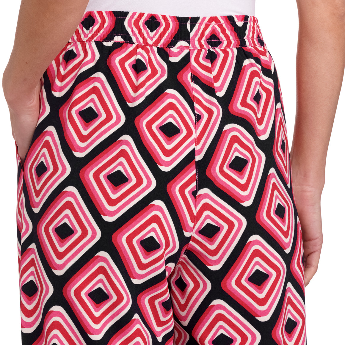 Gina Benotti Damen Hose im Retro-Look rot / pink / dunkelblau