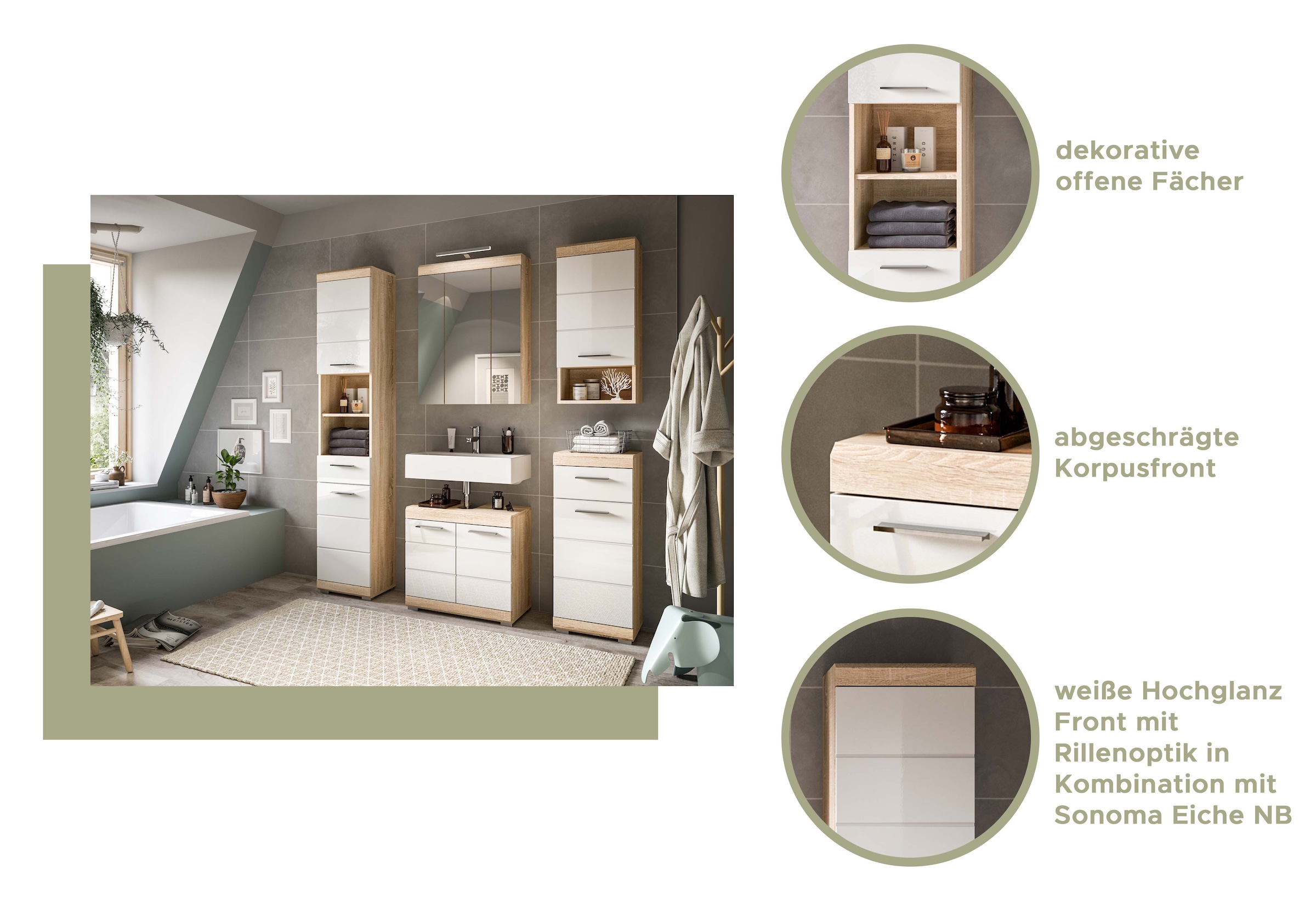 INOSIGN Badmöbel-Set »Siena, 5 teilig, bestehend aus:« Set, TOPSELLER!, 5 Stk. tlg.