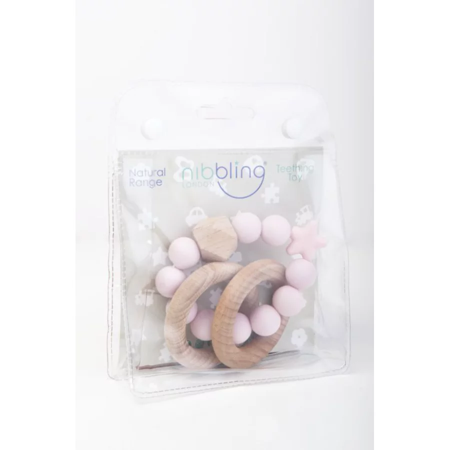 Nibbling Beiß- und Rasselring STELLAR Greifling Baby Pink