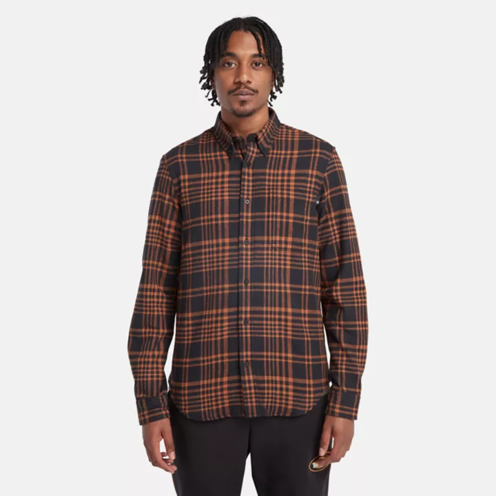 Camisa xadrez de flanela grossa preta para homem