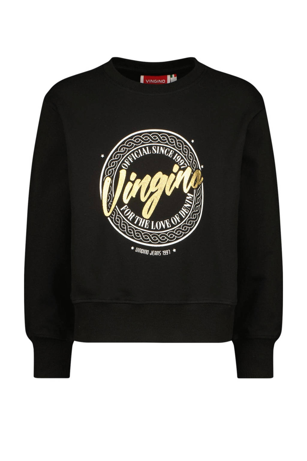 Vingino sweater Narisse met printopdruk zwart/geel
