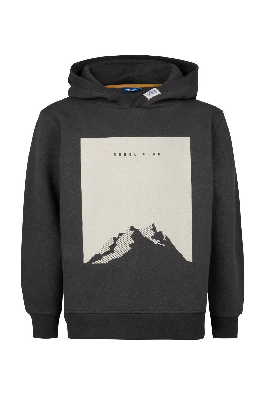Blue Rebel hoodie Kody met printopdruk donkergrijs/ecru