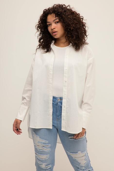 Hemdbluse, oversized, Hemdkragen, Langarm