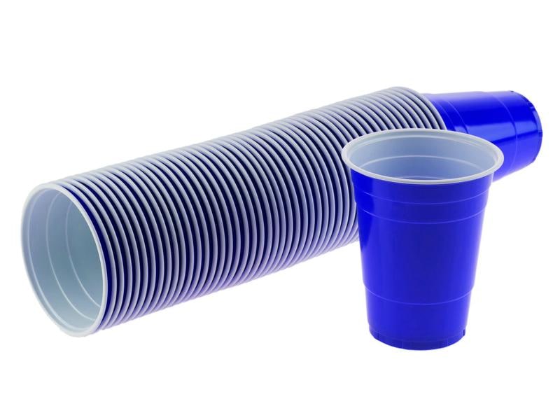 FTM Einwegbecher Beer Pong , 50 Stück, Blau Einweg Bierbecher zum Spiel Beer Pong