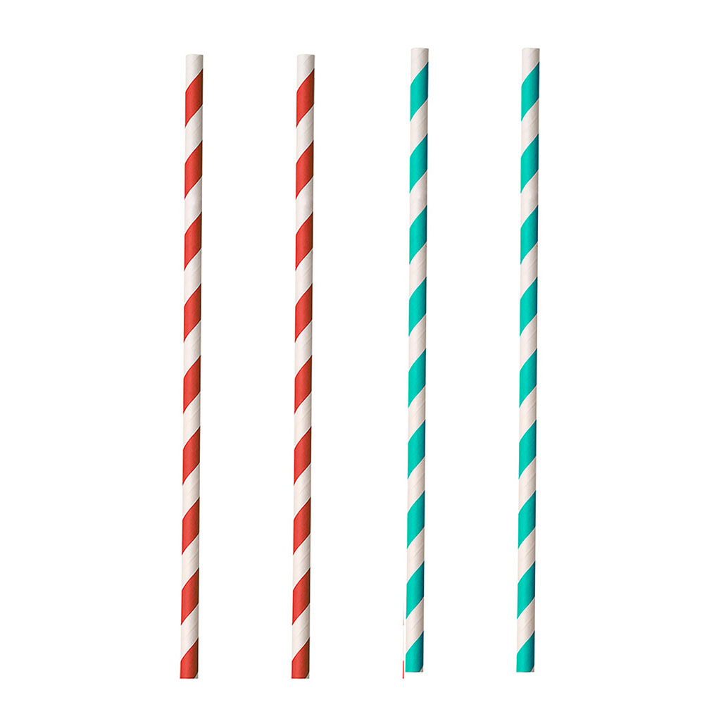 Lot de 20 pailles droite papier strié 20cm