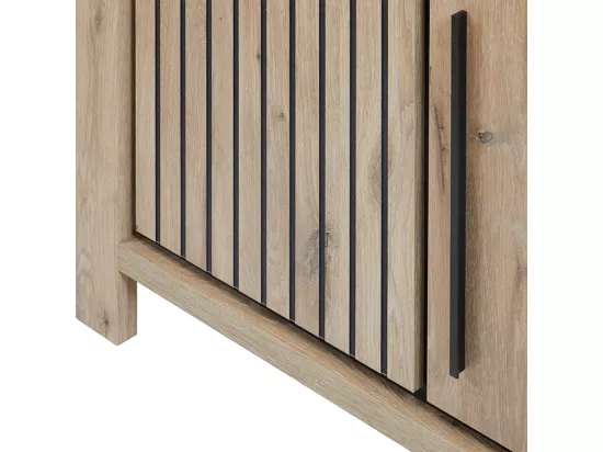 Vaisselier 4 Portes Avec LED Chêne Moyen - TRAME