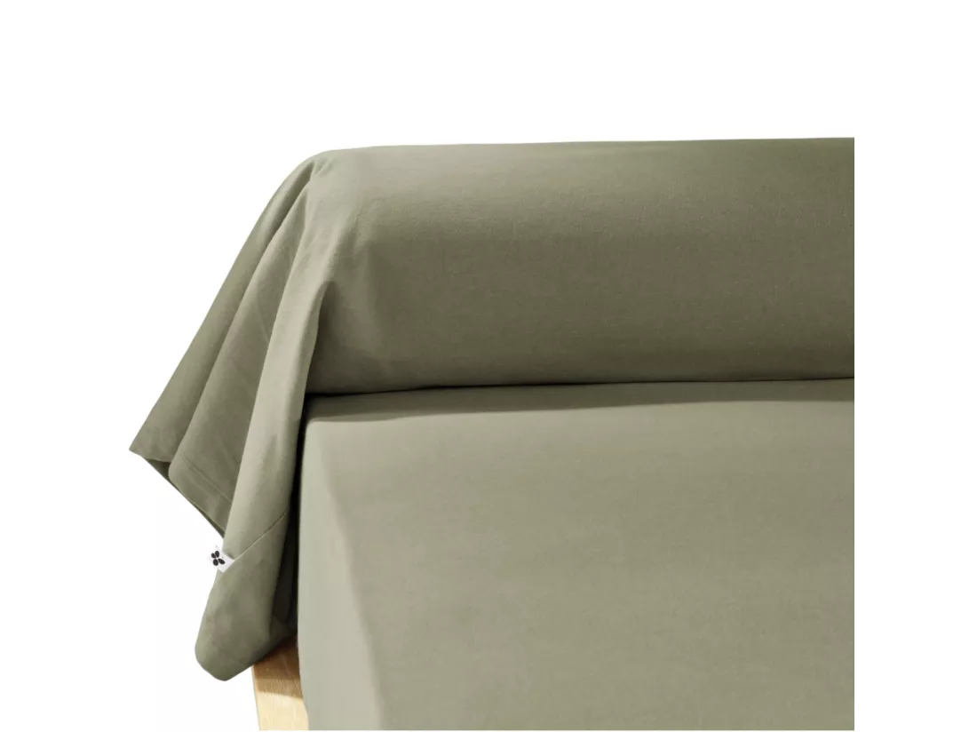 Taie de traversin flanelle kaki 85x185