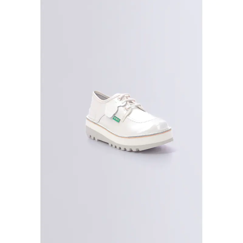 KICKOUGIRL BLANC VERNIS DERBIES Cuir Femme