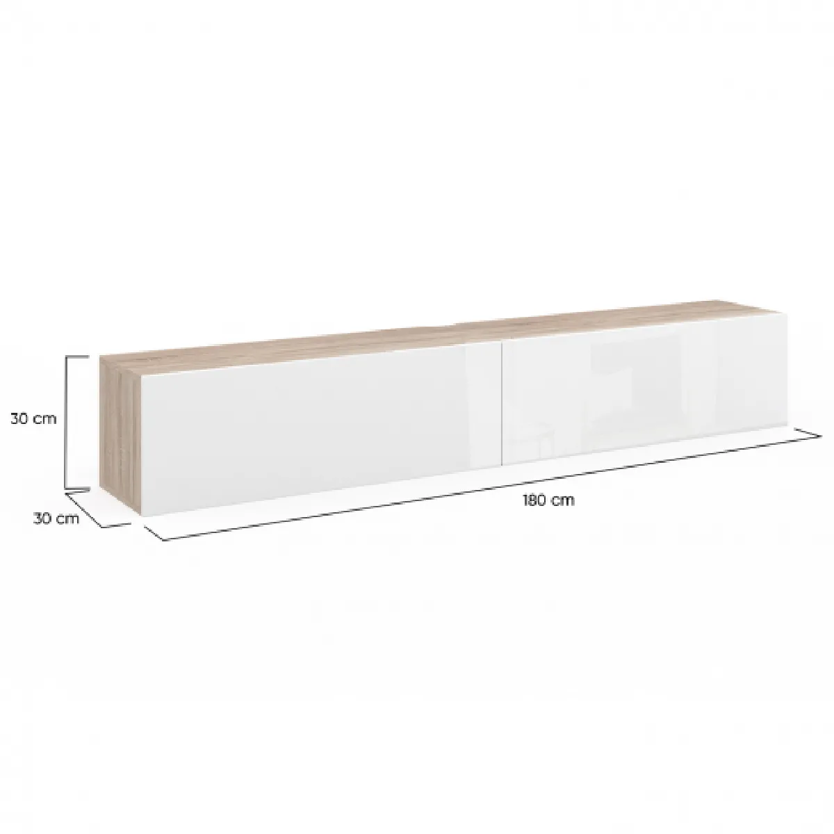 Idmarket MARKET ELIO Meuble TV 180 cm bois et blanc