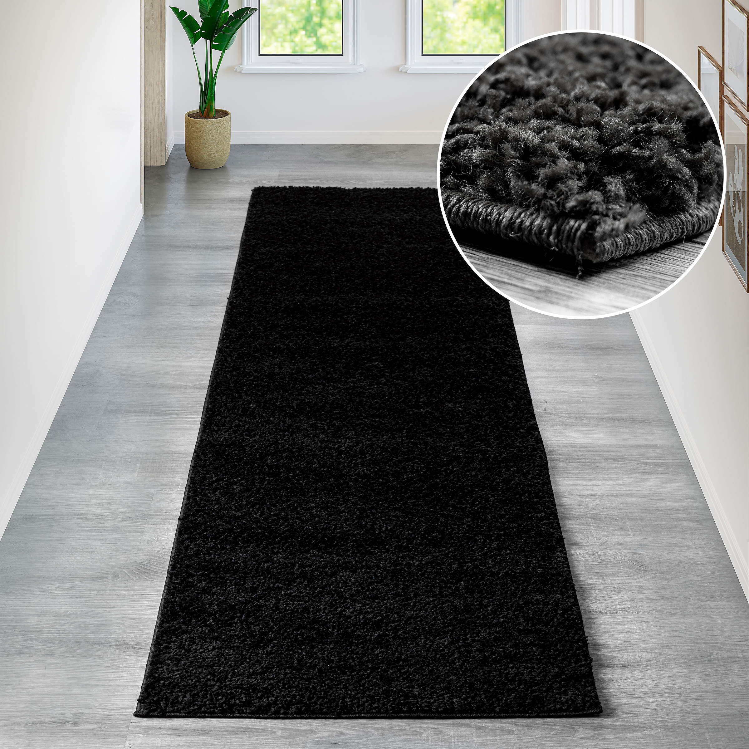 Bruno Banani Läufer »Shaggy Soft« rechteckig 30 mm Höhe Läufer, Brücke, gewebt, Uni-Farben, besonders weich