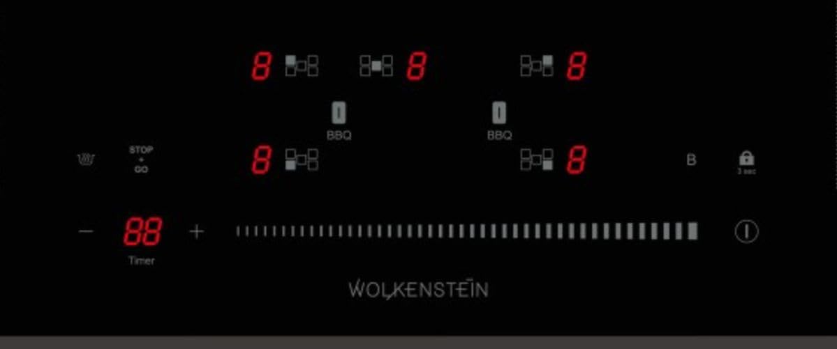 WOLKENSTEIN Induktionskochfeld WIF77-2FZF 2 Flexzonen Booster Funktion Kindersicherung Timer Touch Control Bedienfeld Restwärmeanzeige Topferkennung Glaskeramikkochfeld
