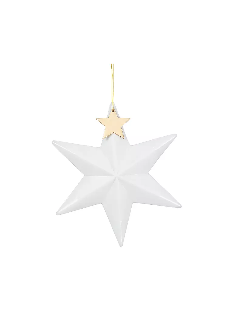 RAEDER Weihnachts Porzellanstern Goldstern 10cm Weiss weiss