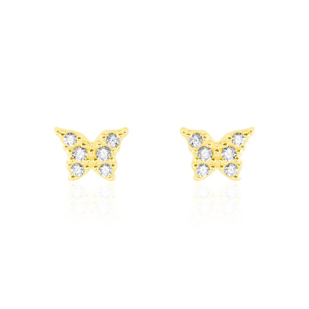 Boucles D'oreilles Puces Or Jaune Fragaria Oxydes