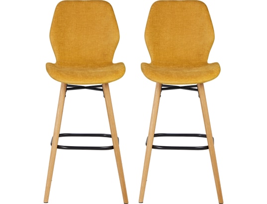 CONCEPT1 - Tabouret Lot de 2 T. Keri moutarde tissu (plan)
