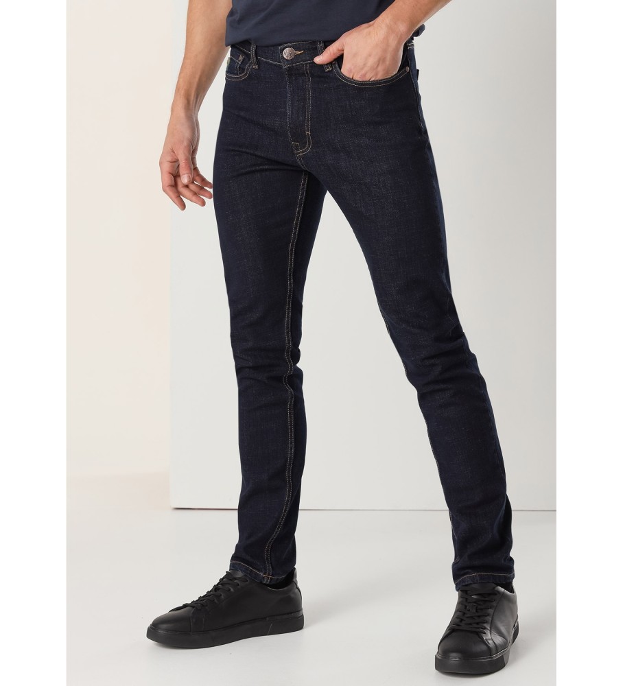 Calça jeans Lois Slim de cintura média, azul marinho.