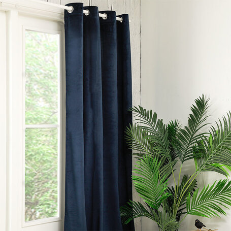 Velvet Gordijnen Verduisterend - Haken of Ringen - Navy