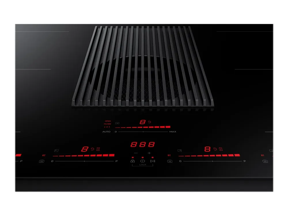 Samsung NZ84T9747VK - Induktions kogeplade - 4 plader - Niche - bredde: 80.7 cm - dybde: 49.2 cm - Klasse A  - sort med downdraft-udstødning