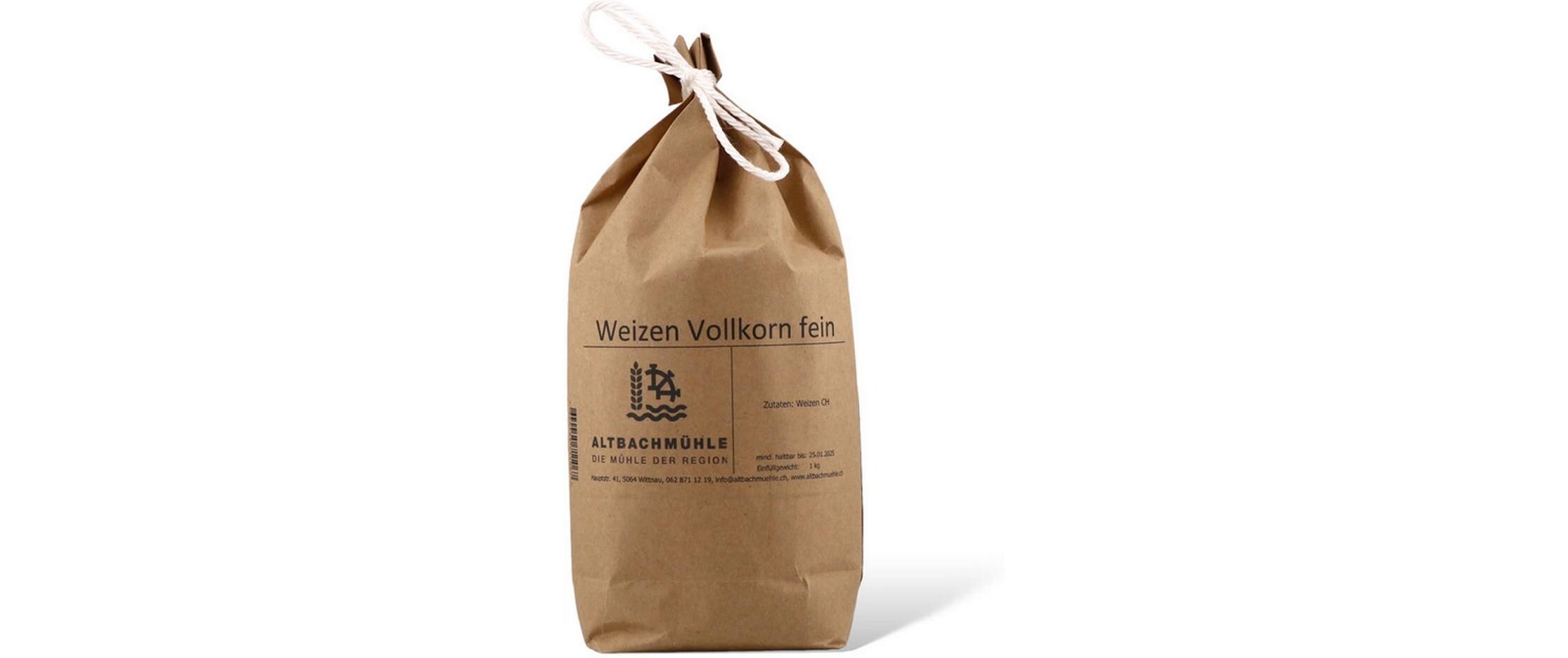 Weizen Vollkorn fein 1 kgMehl für Vollkornbrot