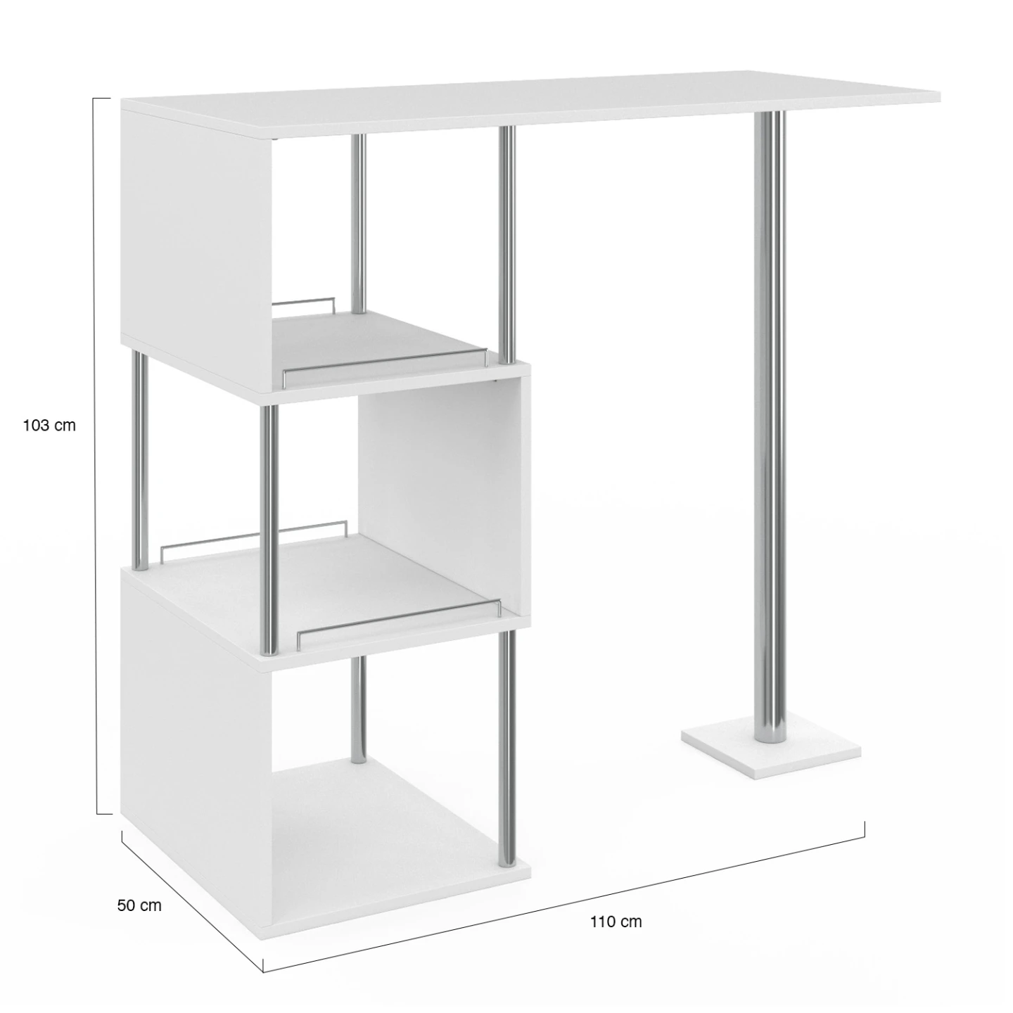 Table haute de bar bistrot KARL 2 personnes blanc