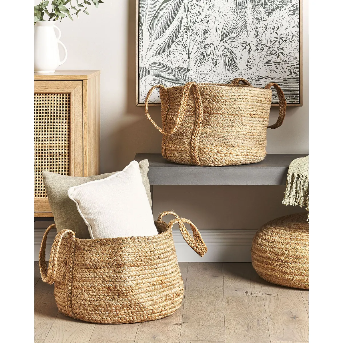Beliani KORNAK - Lot de 2 paniers en jute naturel