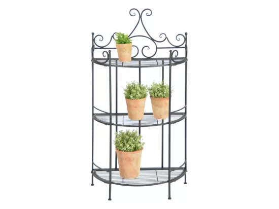 Etagère demi-ronde pliante - L 59,5 x l 30 x H 114,5 cm - Noir