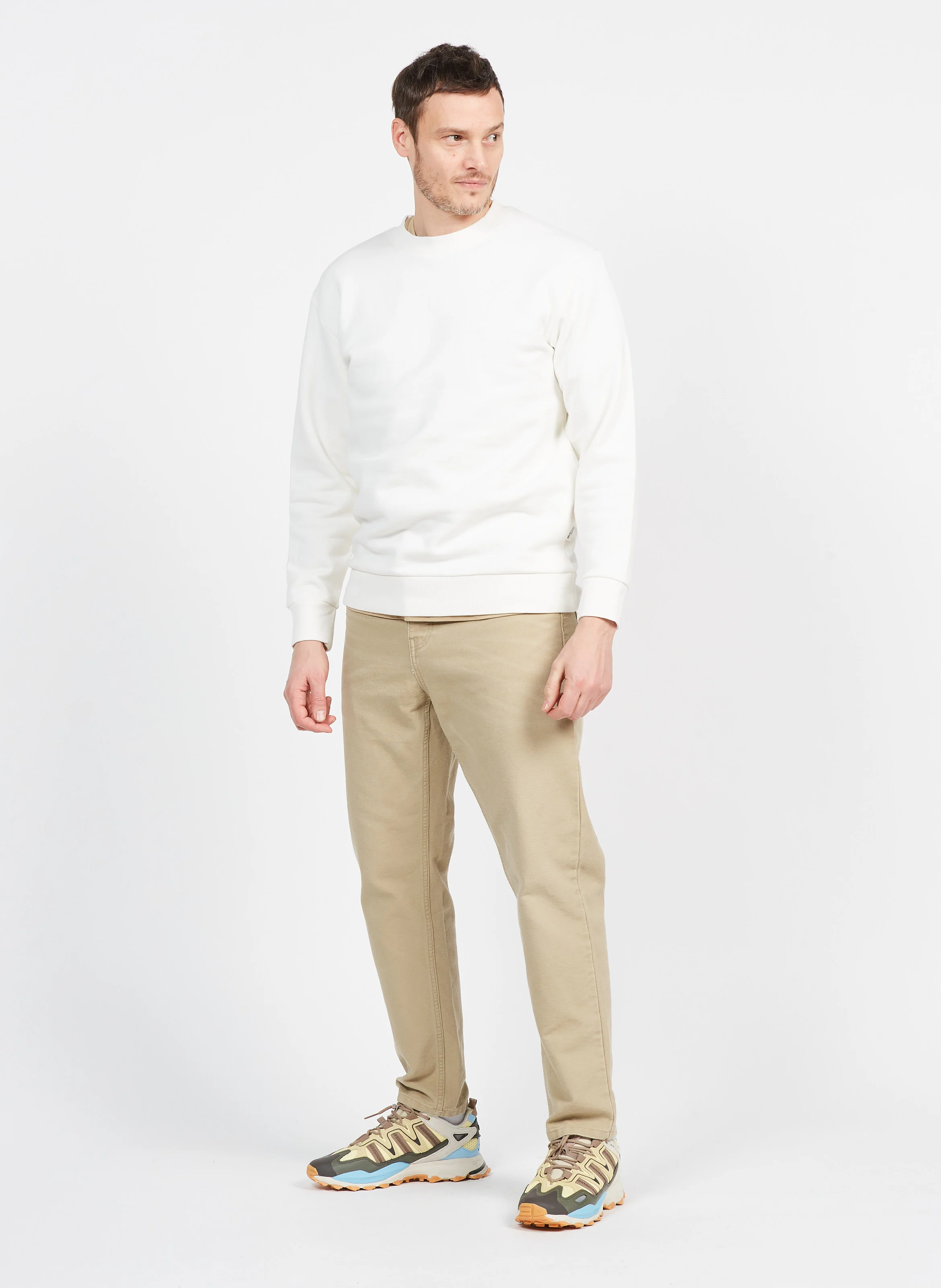 Sweat col rond en coton| Blanc