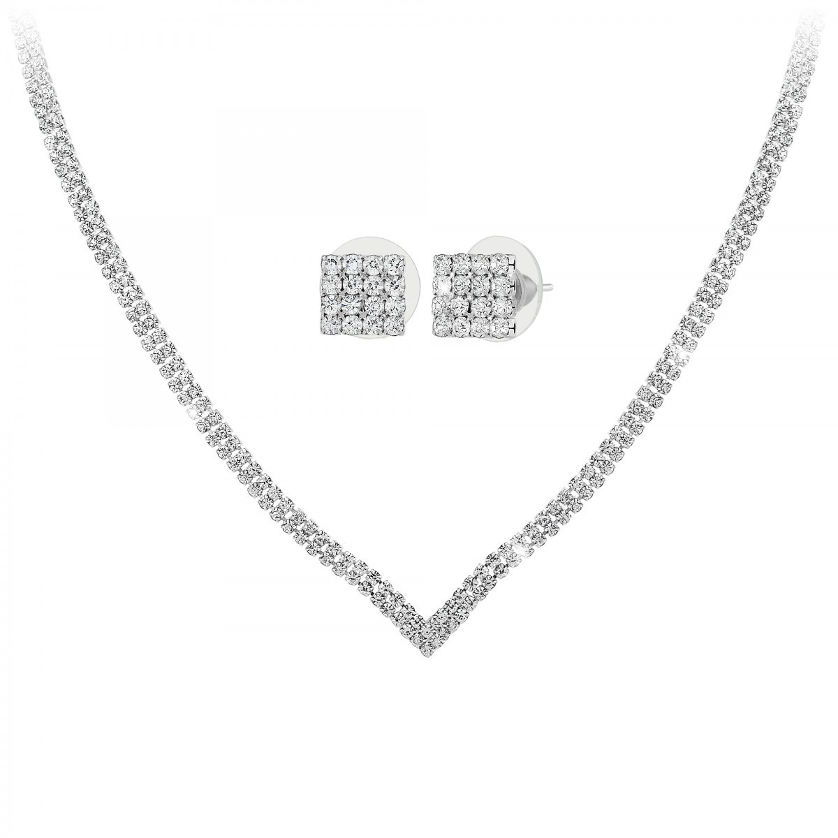 Parure collier et boucles d'oreilles SC Crystal ornée de Cristaux scintillants