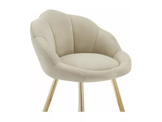 Lot de 2 tabourets en velours avec pieds dorés beige TOURMALINE