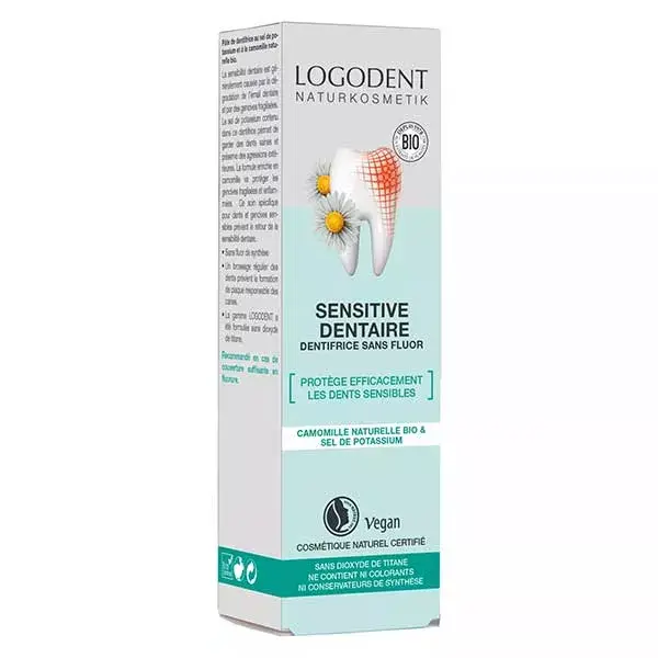 Creme dental Logona sem flúor para dentes sensíveis, 75ml