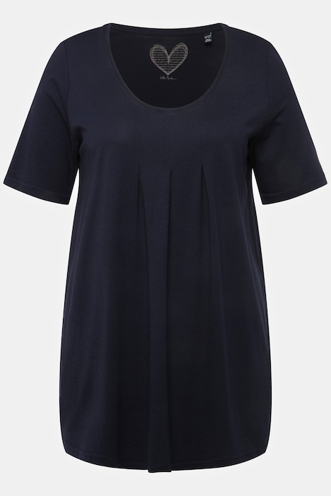 T-Shirt, Zierfalten, A-Linie, Rundhals, Halbarm, Modal